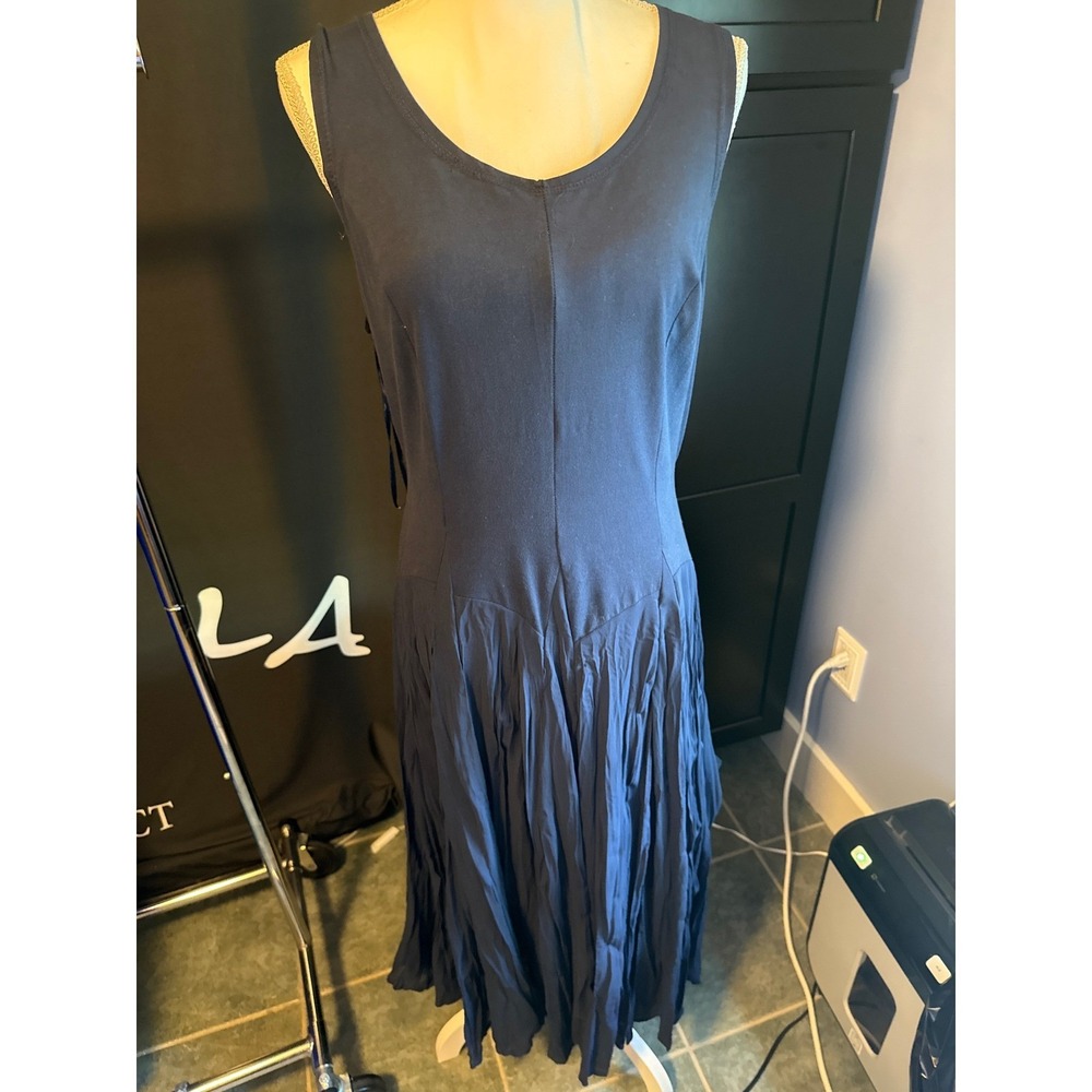 Vasna Navy Blue 2-Way Sleeveless Pleated Midi Dress 201779 XL